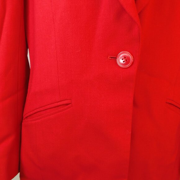 Vintage 80s Liz Claiborne Womans SZ4 Red Wool Lined Blazer Office Tailored - Picture 5 of 11